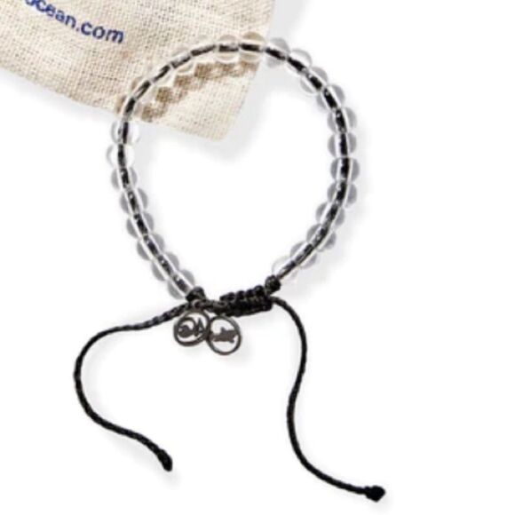 4Ocean Shark Bracelet Beaded Cord Recycled Unisex Ocean Stainless Steel Charms - Picture 1 of 4